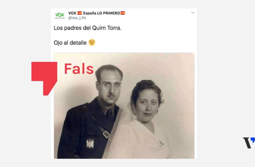 La foto viral d’un nuvi falangista no és del pare de Quim Torra