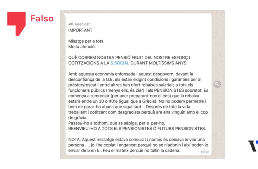 No hay indicios de que el gobierno español plantee rebajar las pensiones un 30 o 40%