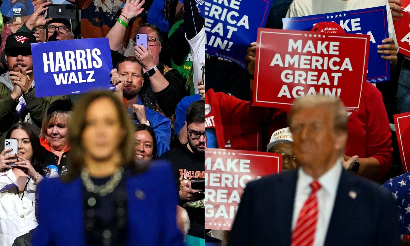 Combinació de fotografies de Kamala Harris i Donald Trump, a partir d'imatges de LOREN ELLIOTT i CHANDAN KHANNA / AFP