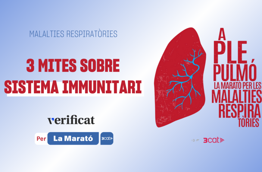 Cartel·la per a l'article de tres mites sobre sistema immunitari, en col·laboració amb La Marató de 3Cat 2024