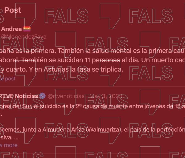 Missatge a la xarxa social X que assegura que la salut mental és la primera causa de baixes laborals a Espanya, sota el filtre 